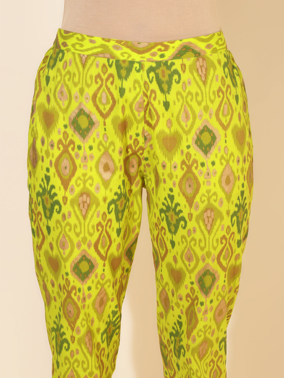 Lime Green Cotton Ikat Printed Co-ord Set